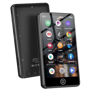 AGXOV 80GB Reproductor MP3 con Bluetooth/WiFi, Hi-Fi y Pantalla Táctil de 4 Pulgadas, 2000mAh MP4 Player Android 9.0, Compatible con Spotify, Omnia, Amazon Music, Play Store (Negro)