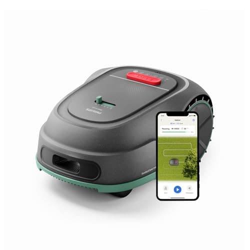 Philips Serie 3000 Robot cortacésped - Mapeo GPS, Corte Cruzado, Corte Inteligente, Corte más rápido, Rendimiento en Pendientes, App Homerun, Sensor de Lluvia, Gris Piedra caliza (RSL3000/10)