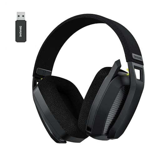 BINNUNE BW06 Cascos Gaming Inalambricos, Auriculares Gaming Inalambricos de 2.4G para PS5, PS4, PC, NS, Cascos PS5 con Sonido Estéreo Auriculares con Microfono, Duración 60Hr+,Negro