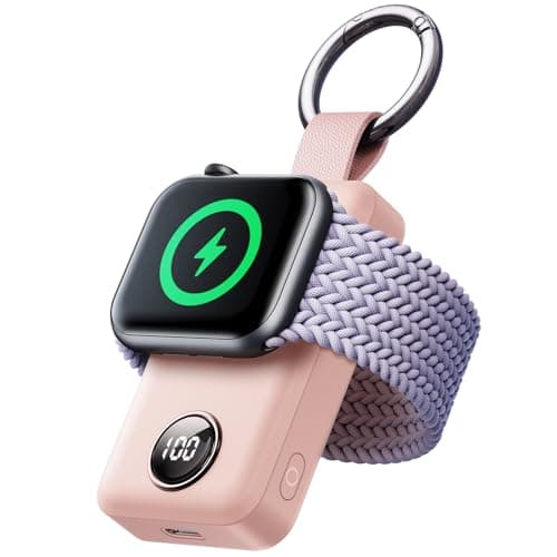 JOYROOM Cargador Apple Watch, 2000 mAh Cargador Inalámbrico Portátil para Apple Watch Series 10/9/8/7/6/5/SE/4/3/2/UItra 2/Ultra, Cargador Magnético(Rosa)