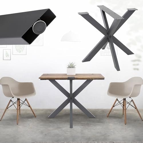 ML-Design Pata de Mesa Industrial Cruzadas 85x71x85 cm Antracita Diseño Araña Forma X Patines Metálicos para la Base de Encimera Acero con Recubrimiento Polvo Pies Soporte Auxiliar Decorativo de Hogar