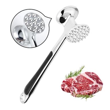Martillo Carne Acero Inoxidable 304 - Ablandador de Carne - Martillo para Bistecs de Doble Cara - para Milanesa, Bistec, Carne de Res, Pollo, Cerdo