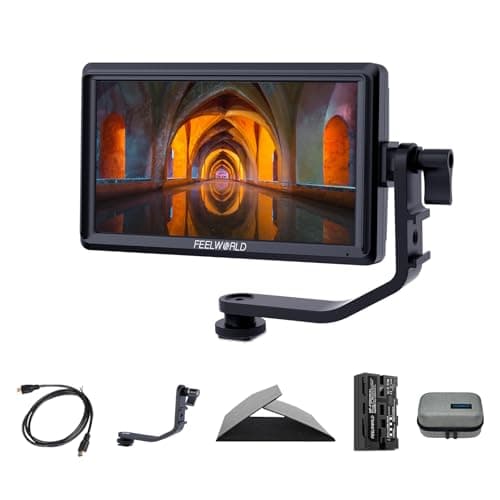 Feelworld S55 5.5 Pulgadas On Camera Field Monitor de Campo DSLR Cámara Small Full HD 1920x1152 IPS Peaking Focus Video Assist con 4K HDMI 8.4V DC Input Output Incluyen Tilt Arm