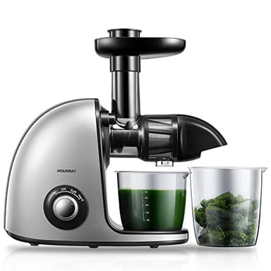 Licuadora Prensado en Frio, Housnat Licuadora para Verduras y Frutas, Extractor de Zumos con 2 Velocidades, Motor Silencioso y Función Inversa, Fácil de Limpiar con un Cepillo Extra ＆ Recetas