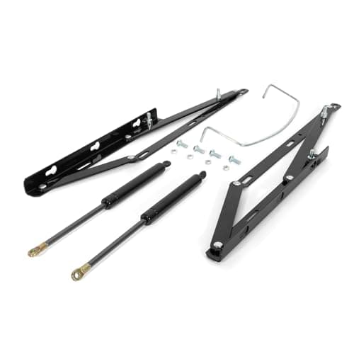 VERDU - Kit Bisagra Canape 135x190 o Canapes 150x190 con Amortiguador Canape, Tornilleria y Arquillo Fabricado en Acero Negro Facil Instalacion, Movilidad Suave para Cama Abatible (Canapé 135x190/200)