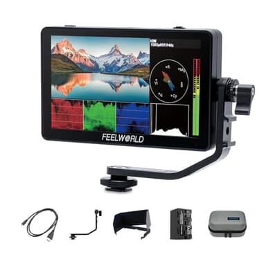FEELWORLD F6 Plus V2 Monitor de Campo DSLR con Pantalla táctil de 6 Pulgadas, batería F550 de 2200 mAh y Bolsa, Waveform HDR LUT 1920 x 1080 IPS Video Peak Focus Assist 4K Entradas HDMI/Tipo-C
