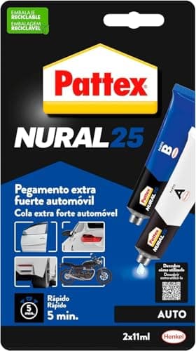 Pattex Nural 25 Pegamento extra fuerte auto, adhesivo resistente para la mayoría de materiales del automóvil, pegamento para coche rápido, 2 x 11 ml