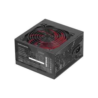 Mars Gaming MPIII650, Fuente Alimentación PC ATX 650W, 5 Años Garantía, Tecnología Silenciosa AI-RPM, 85% Eficiencia, Negro
