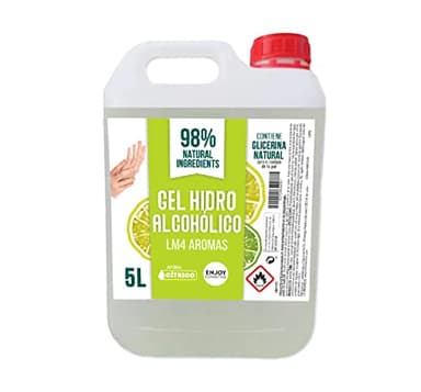ENJOY COSMETICS | Gel Hidroalcohólico | Aroma a Cítrico | 70% Alcohol | Con Glicerina Natural | Para el Cuidado de la Piel | 98% Ingredientes Naturales | Ideal para Casa y Comercios | 5000 ml