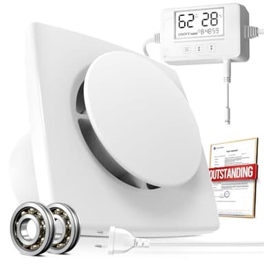 BUMSOU 100mm Extractor de Baño Sensor Humedad, Temperatura - Extractor Baño Temporizador - Pantalla en Tiempo Real Ventilador Extractor de Aire Silencioso Rectangular para Baño, WC y Cocina