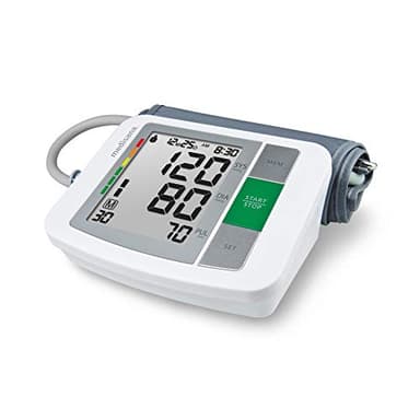 Medisana BU 510 Tensiómetro de brazo, medición precisa de la presión arterial y el pulso con función de memoria, escala de semáforo, indicación de latidos irregulares, Color Gris, Blanco
