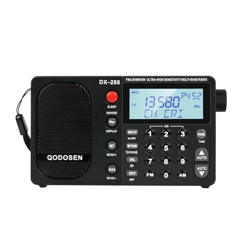 QODOSEN DX-286 Radio Portátil, con Chip de automoción TEF6686,LW,Am, FM, Onda Corta,Sistema de Datos(RBDS/RDS),Atenuador de Antena,Interruptor de Antena,Interruptor AMP,1000 presintonías
