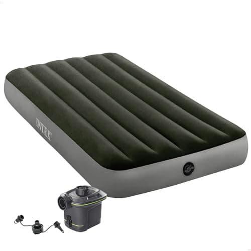 Intex 64777 - Colchón Hinchable Individual con hinchador y Fiber-Tech, Medidas 99 x 191 x 25 cm