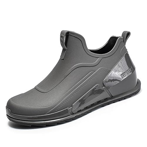 Rojeam Bota de Goma Hombre Impermeable Zapatos de Agua de Goma Botas de Agua Botas de Lluvia Zapatos de Jardinería Gris 43 EU