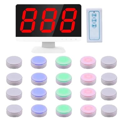 JOSBY Sistema de Juego de Preguntas y respuestas inalámbrico de 3 dígitos, Timbre de Concurso de conocimientos, con 1 Monitor y 20 timbres, debatiente Inteligente, con Control Remoto inalámbrico