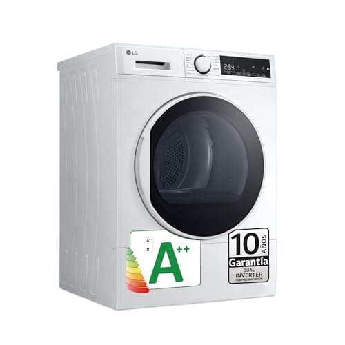 LG RH80T2AP6RM - Secadora de Ropa, 8 Kg, Bomba de Calor y Carga Frontal, Secadora LG Serie 100, 65 dB, Programa de Secado Express, Ahorra Energía y Tiempo, Color Blanco