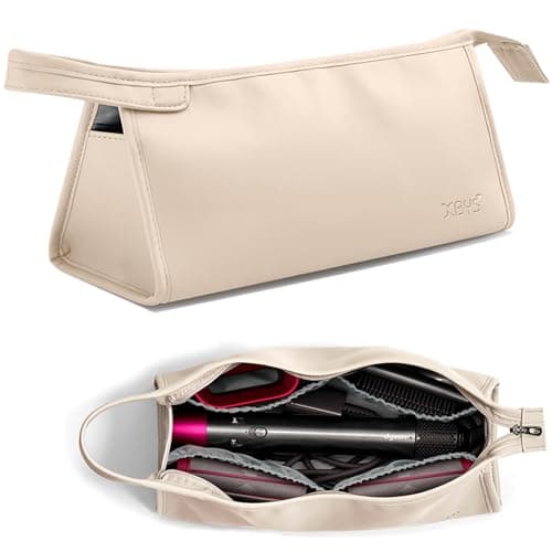 Veki Bolsa de Almacenamiento Compatible con Dyson Airwrap Styler y Dyson Supersonic, Funda de Viaje para Secador de Pelo Dyson y Shark, Bolsa Protectora de Viaje de Rizador de Pelo (Beige, Triángulo)