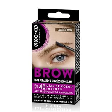 SYOSS Brow Tinte para Cejas Castaño Claro (1 x 10 ml), coloración permanente pelo, resistente al agua, 40 días de duración y hasta 10 usos, para unas cejas perfectas