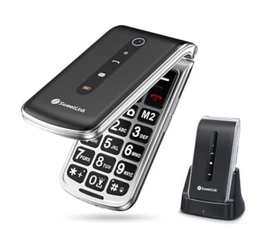 SweetLink F1 Plus Teléfono Móvil para Personas Mayores, 2G gsm Telefonos Moviles con Tapa, Teclas Grandes y Volumen Alto, Botón SOS, Contactos con Imágenes, Bateria 1000mAh, Doble SIM, Pantalla 2,4"