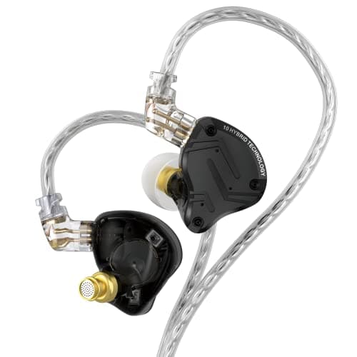 KZ ZS10 Pro X Auriculares In Ear, 4BA 1DD KZ In Ear Monitor con Cable IEM Auriculares Gaming de 2Pin Plateado Desmontable Cascos In Ear para Audiófilio Laptop PC Gaming(Negro X, sin micrófono)