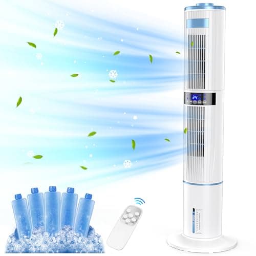 Aire Acondicionado Portátil Sin Tubo, Enfriador de Aire Silencio 65 W, con Modo Dormir, Temporizador de 1-24 Horas, 4 Modos, Oscilación 60° y 360°, Tanque de 4 L, Control Remoto para Hogar y Oficina