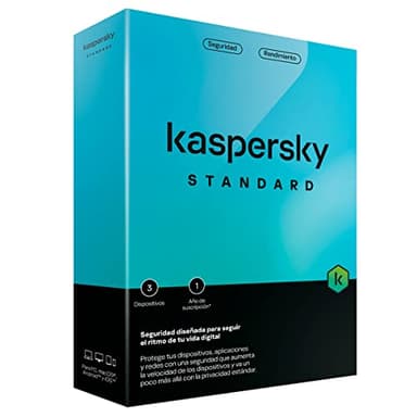 Kaspersky Standard 2023 | 3 dispositivo | 1 año | Caja Mini No CD | Seguridad Avanzada | Protección Bancaria en línea | Optimización del rendimiento | PC/Mac/Móvil