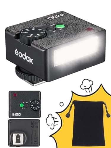 Godox iM30 Mini Flash, Speedlite Manual, GN15 S1/S2 Control Óptico, Temperatura de Color CCT 6500K±200K, 7 Niveles de Potencia (1/64~1/1), Compatible con Canon, Sony, Nikon, Pentax, Panasonic, Olympus