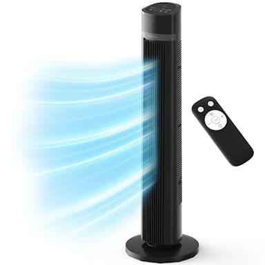 Pro Breeze Ventilador de torre silencioso sin aspas con control remoto, oscilación de 90°, temporizador de 15 horas, 4 modos, 3 velocidades, potente ventilador eléctrico de 45 W, ventilador silencioso