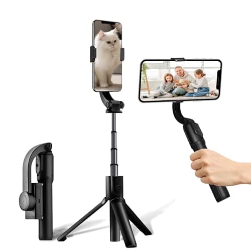 Estabilizador de selfie con mando a distancia Bluetooth, estabilizador de 1 eje, cardán pequeño, ligero, plegable, para vlogging, YouTube, vídeo en vivo, compatible con iPhone/Android