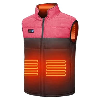 ZHODADA Chaleco Calefactable, Chaleco Térmico para Hombres y Mujeres, Chaleco Calentador con 3 Temperaturas Ajustables (Batería No Incluida)(Negro/Rojo-XL)