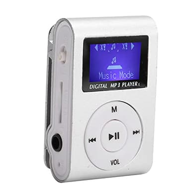 Mini Reproductor de Música MP3, Reproductor de MP3 Deportivo con Pantalla LCD Portátil, Compatible con Tarjeta de Memoria de 32 GB (no Incluida), para Hacer Ejercicio, Correr, Viajes de(Plata)