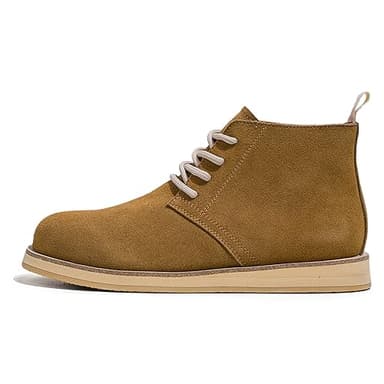 MANLADUO Botines de piel de vacuno de estilo británico para hombre, de ante auténtico, Marrón, 37.5 EU