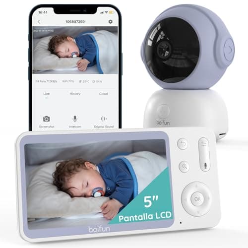 BOIFUN 2K 5" Camara Vigilancia Bebe con App Movil, Rotación de 360°, Monitoreo de Movimiento y Seguimiento Automático, Alarma de Área Personalizada, Zoom 4X, VOX