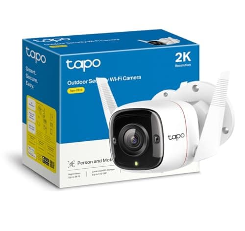 TP-Link TAPO C310 - Camara Vigilancia WiFi Exterior Interior,Resolución 3MP, IP66 con Visión Nocturna, Detección de Movimiento y Alarma Instantánea, Control con App IOS, Android, Compatible con Alexa