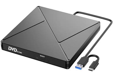 Lector CD DVD Externo, Grabadora CD DVD Unidad Externa con USB 3.0 y USB-C, Unidades Portátil CD/DVD /-RW/ROM Estable para PC/Portátiles/Windows 11/10/8/7/XP/Vista/Linux/MacOS