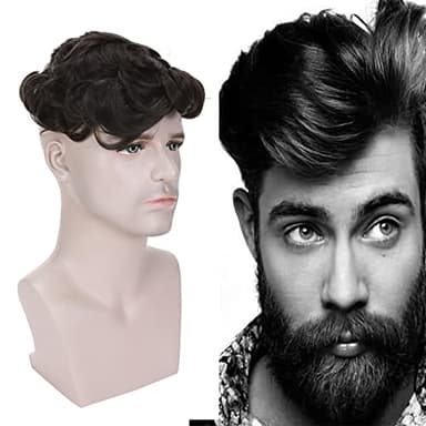 6"(15cm) SEGO Protesis Capilar Hombre Pelo Natural [Poliuretano(PU)] #2 Castaño Oscuro Cabello Humano 130% Densidad Peluquín Lisa Peluca para Hombre Toupee for Men (85g)