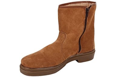 Bota de Serraje | Cremallera | Modelo Carona | Talla 42 | Color Marrón | Suela de Caucho