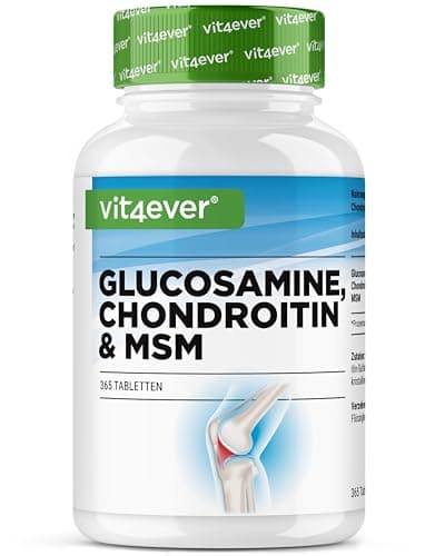Glucosamina Condroitina MSM - 365 Comprimidos - Altamente dosificado con 2000 mg al día - Suministro para 3 meses - Sin aditivos no deseados