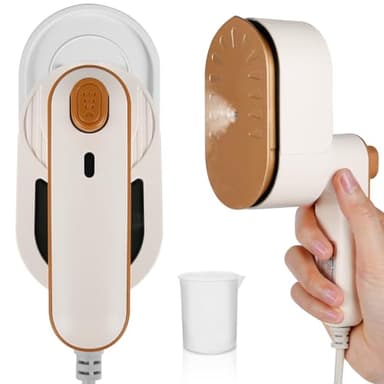 Mini Plancha de Viaje, Euakee 1000 W Plancha de Vapor, Pequeña Plancha Ropa de Vapor Rotativa, Handheld Household Iron con Tanque de Agua, 30s Calentamiento Rápido, Plegable 180° para Hogar (Beige)
