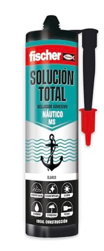 fischer - Solución Total Náutico | Pegamento fuerte para entornos húmedos | Adhesivo Elástico para Construcción y Náutica | Resistente al Agua y Pintable | 290ml| Blanco
