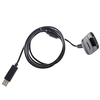REY Cable de Carga para el Mando Inalámbrico de Microsoft XBOX 360 Negro