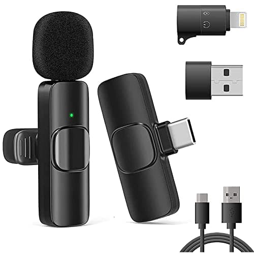VOVIGGOL Micrófono Inalámbrico Solapa para iPhone iPad Android Ordenador, Mini Microfono Inalambrico para Movil, Portátil Micrófono para Grabación de Video, Youtube, TikTok, Vlog, Facebook