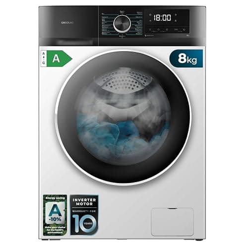 Cecotec Lavadora 8Kg Carga Frontal Bolero Dresscode 8500 Inverter A. 1900W, 1400 rpm, Motor Inverter Plus, Bajo Consumo, 16 Programas, SteamMax, Delay Start, Blanco