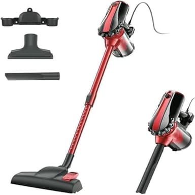 SINCHEREU Aspiradora Vertical con Cable, Potente Aspiradora con Cable, 6 en 1 Filtro HEPA, Aspiradora sin Bolsa 600W 17kpa con Cable Largo de 5m