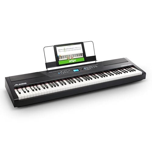 Alesis Recital Pro Piano Eléctrico 88 Teclas Contrapesadas con Altavoces, Lecciones de Piano, Metrónomo y 12 Kits de Sonidos