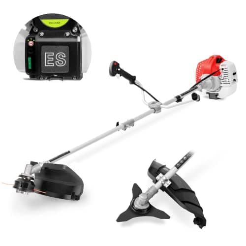GREENCUT GGT650XE-2 - Desbrozadora de Gasolina Motor 2 Tiempos 65cc 4,9cv, Arranque eléctrico, 2 Accesorios de Corte, Manillar de Agarre Doble, regulador Potencia, arnés Seguridad