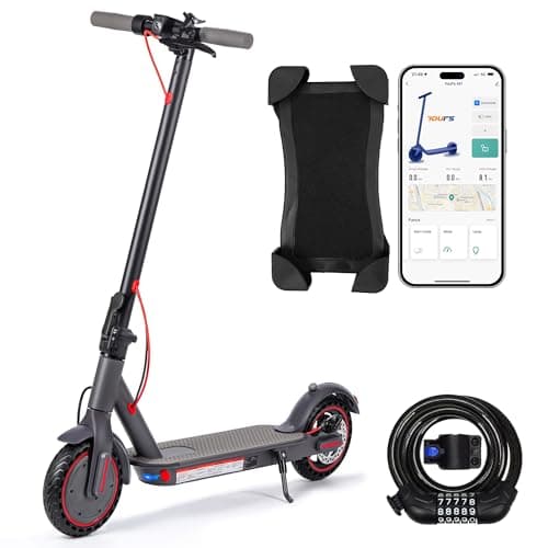 Patinete eléctrico Plegable para Adultos, Batería de Clase A de 10,4Ah Autonomía 25~35Km, Conexión App Donar Cerradura y Soporte para teléfono