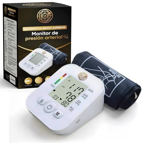 3JG® Tensiómetro de Brazo, medición precisa de la presión arterial y el pulso. Validado Clinicamente para uso en diabéticos o durante el embarazo, ajustable brazalete de 22-32 cm.