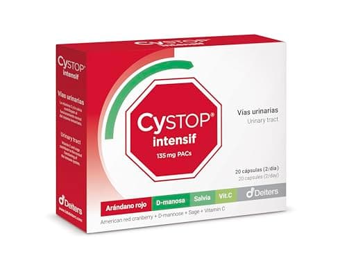 DEITERS - Cystop Intensif, Tratamiento Primeros Síntomas de Cistitis, Pastillas Arándanos Rojos, para Cistitis Recurrentes, con D-manosa, Vitamina C, contra Infecciones Urinarias, 20 Cápsulas