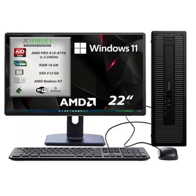 PCRENEWED TECNOLOGIA ACCESSIBILE PC Desktop listo para usar, ordenador PC fijo reacondicionado A10 3,5 GHz, RAM 16 GB, SSD 512 GB, paquete Office 2019, Windows 11 Pro (reacondicionado) (PC completo)